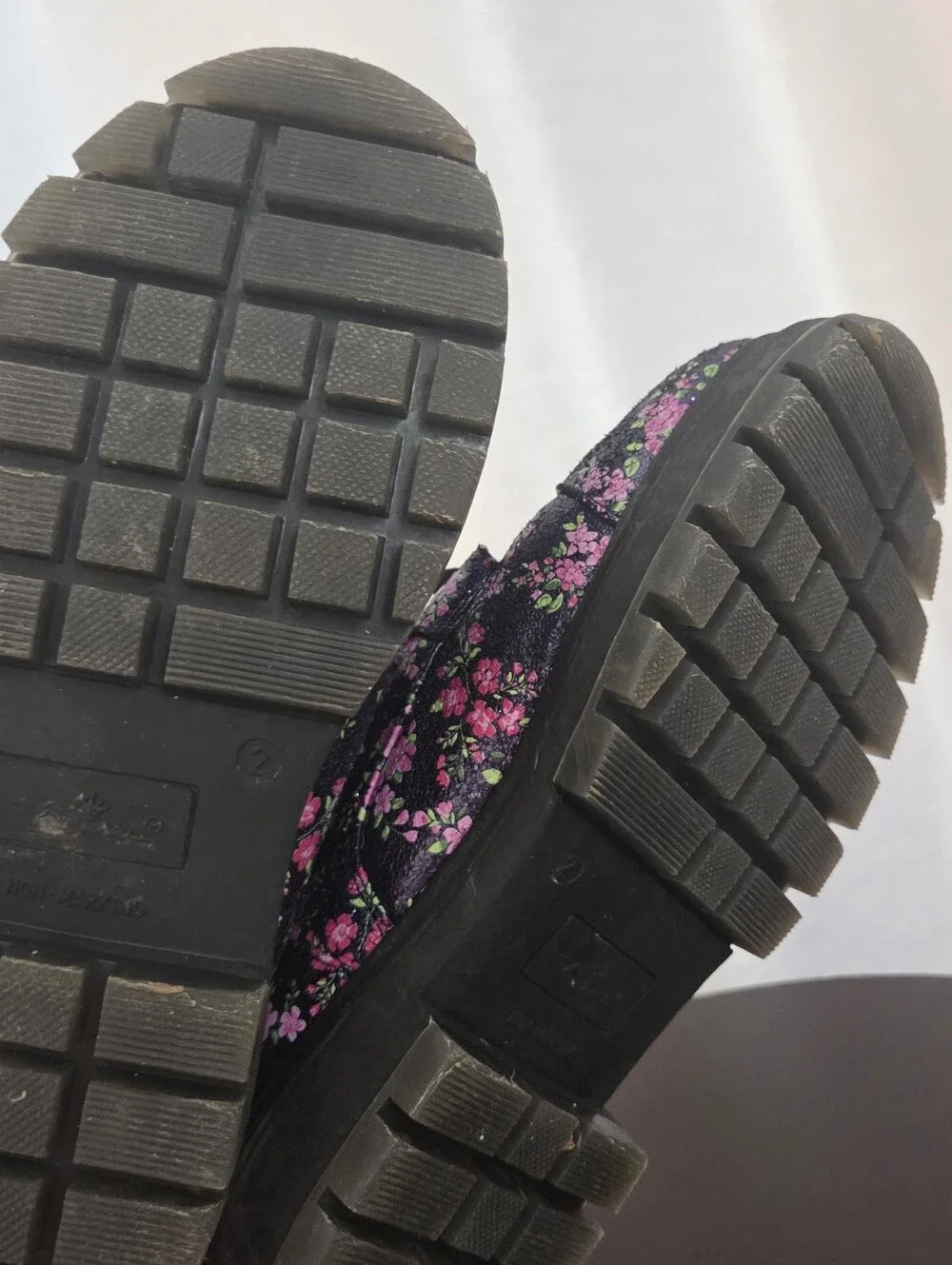 Nina Girls' Floral Lace-Up/Zip-Up Combat Boots - Black/Pink